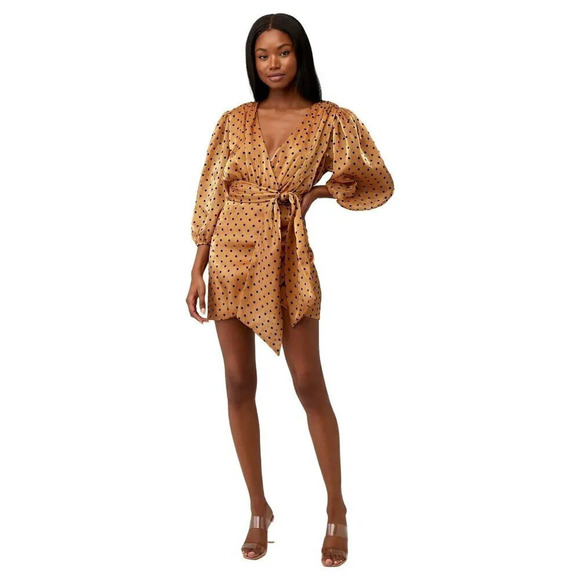 4SI3NNA Alora Dress in Gold Medium Womens Mini Polka Dot Cocktail Party - Picture 12 of 12